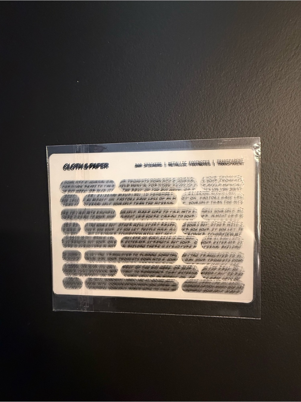 Cloth & Paper Metallic Footnote Bar Stickers